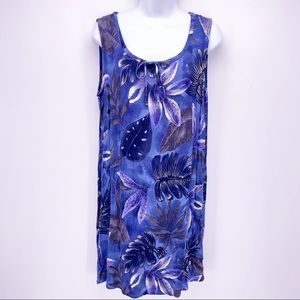 VINTAGE Carol Anderson Blue Floral Sleeveless Dress Size Medium